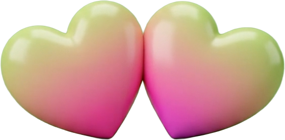 Two glossy hearts in GymBoo's pink and lime gradient